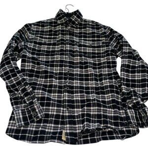 Jachs Mens Black & White Plaid Cotton Flannel Shirt M